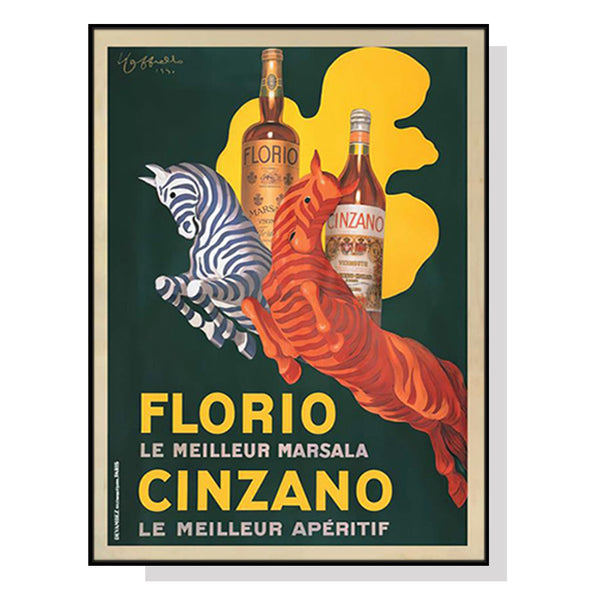 100Cmx150cm Florio Cinzano Black Frame Canvas Wall Art
