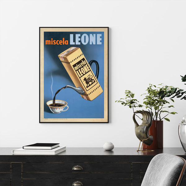 100Cmx150cm Miscela Leone 1950 Black Frame Canvas Wall Art