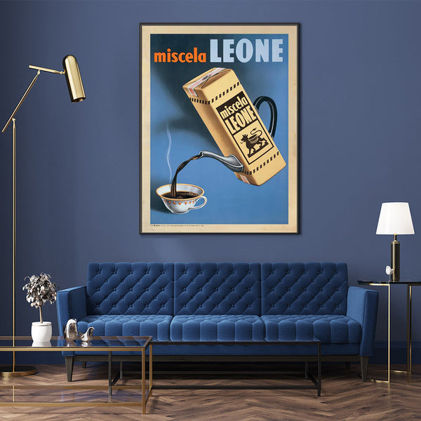 100Cmx150cm Miscela Leone 1950 Black Frame Canvas Wall Art