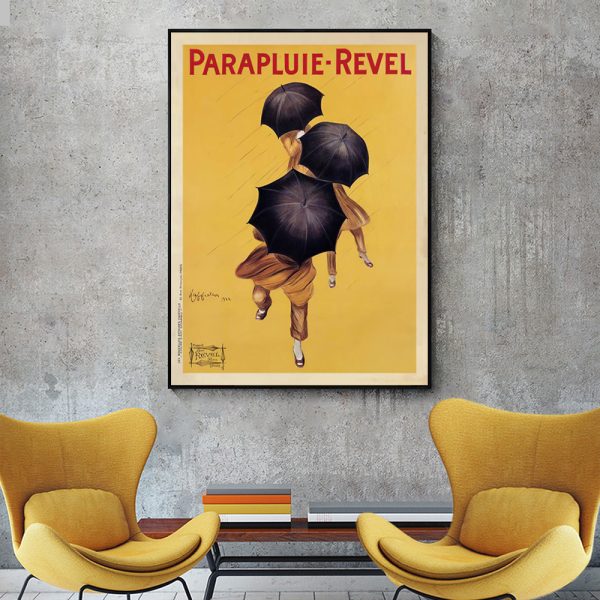 90Cmx135cm Parapluie Revel Black Frame Canvas Wall Art