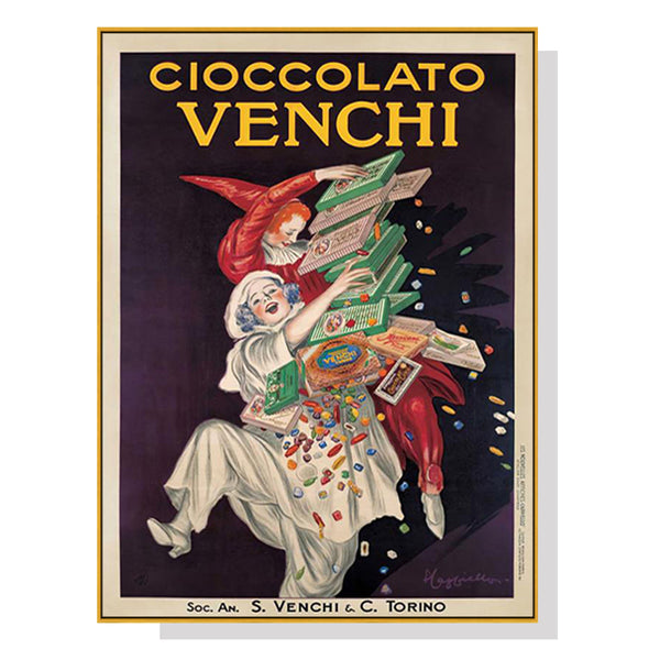 100Cmx150cm Cioccolato Venchi Vintage Gold Frame Canvas Wall Art