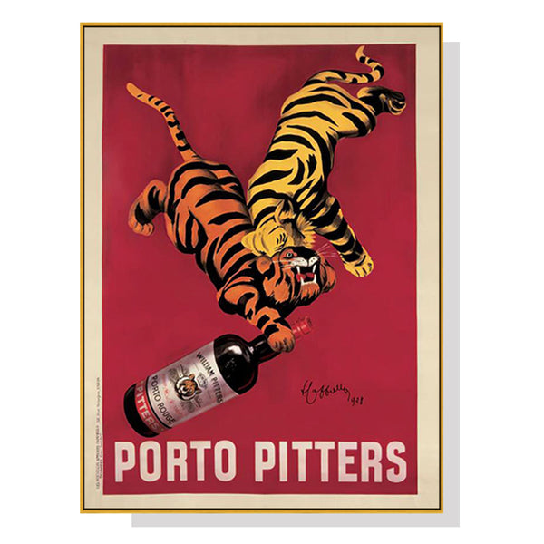 100Cmx150cm Porto Pitters Vintage Gold Frame Canvas Wall Art
