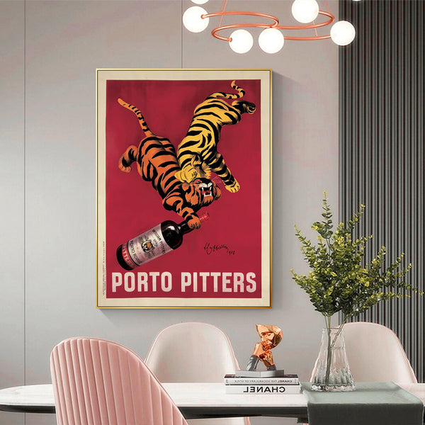 100Cmx150cm Porto Pitters Vintage Gold Frame Canvas Wall Art