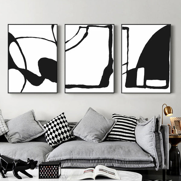 70Cmx100cm Black And White 3 Sets Frame Canvas Wall Art