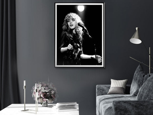 40Cmx60cm Young Stevie Nicks In Concert Poster Black Frame Canvas Wall Art
