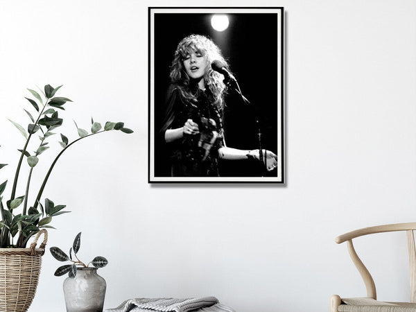 40Cmx60cm Young Stevie Nicks In Concert Poster Black Frame Canvas Wall Art