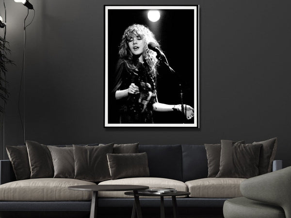 40Cmx60cm Young Stevie Nicks In Concert Poster Black Frame Canvas Wall Art