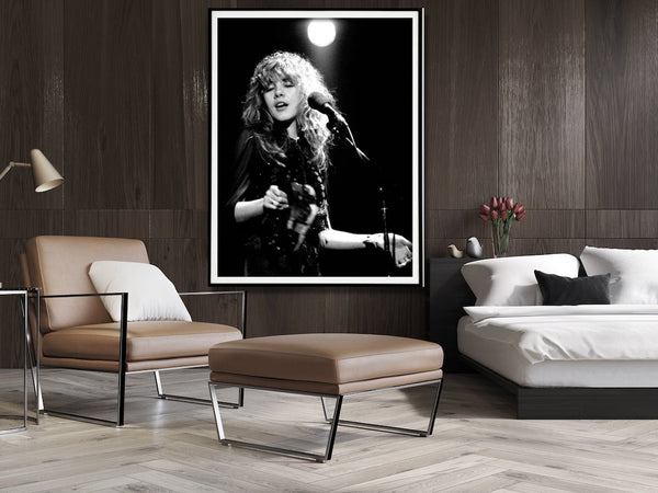 80Cmx120cm Young Stevie Nicks In Concert Poster Black Frame Canvas Wall Art
