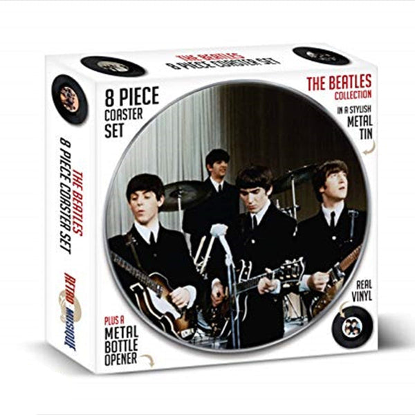 Beatles 8 Piece Coaster Set With Metal Tin Coasters