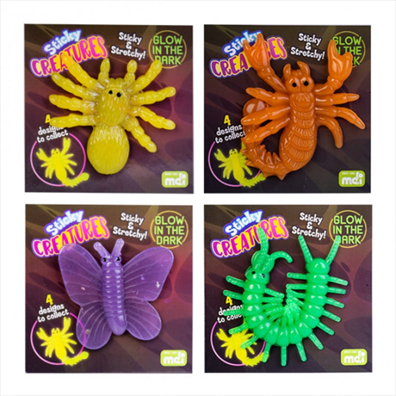 Mdi Glow In The Dark Sticky Creatures (Sent At Random) Sensory Toys