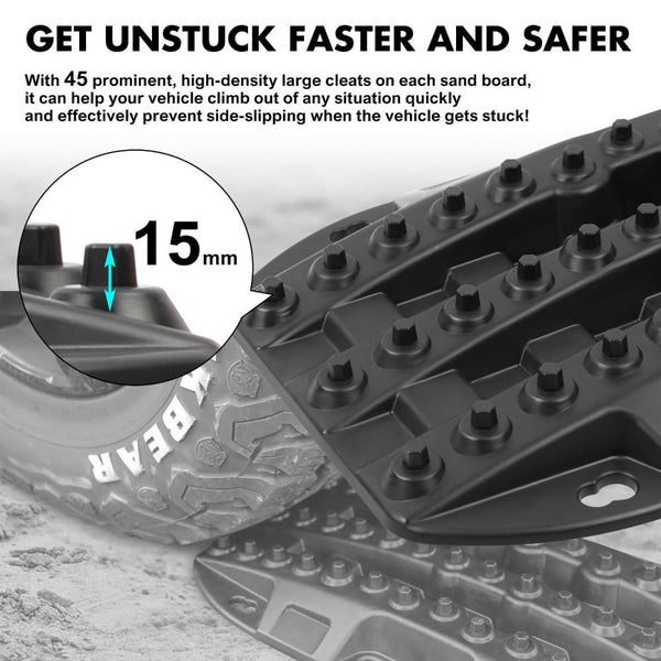 X Bull Mini Traction Boards Sand Mud Snow 4Wd 4X4 Vehicle 1 Pair Black Recovery Tracks