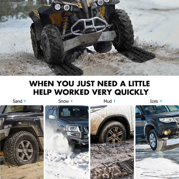 X Bull Mini Traction Boards Sand Mud Snow 4Wd 4X4 Vehicle 1 Pair Black Recovery Tracks
