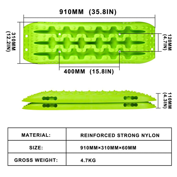 X Bull Boards 10T 4Pcs 2Pairs Truck Snow Mud 4Wd Offroad Gen2.0 91Cm Green Recovery Tracks