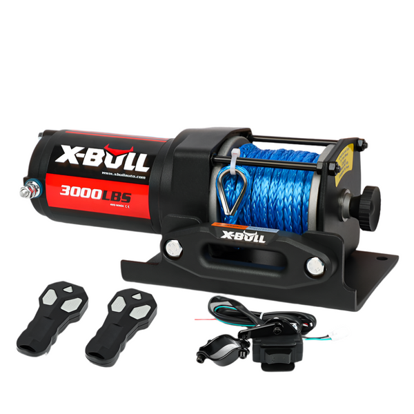 X Bull Electric Winch 12V 3000Lbs Synthetic Rope Atv Utv Boat Trailer With Wireless Remote Tow Bars & Winches