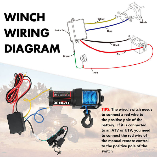 X Bull Electric Winch 12V 3000Lbs Synthetic Rope Atv Utv Boat Trailer With Wireless Remote Tow Bars & Winches