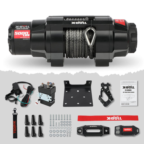 X Bull 5000Lbs Electric Winch 12V Synthetic Rope Atv Utv Boat Upgraded Version Tow Bars & Winches
