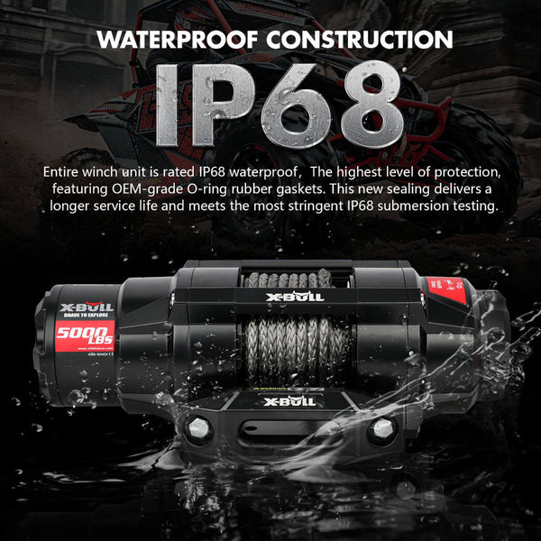 X Bull 5000Lbs Electric Winch 12V Synthetic Rope Atv Utv Boat Upgraded Version Tow Bars & Winches
