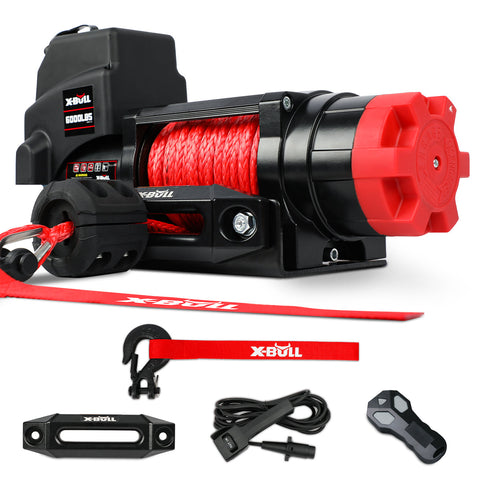 X Bull Electric Winch 12V 6000Lbs Synthetic Rope Wireless Remote Atv Utv Boat Trailer 4Wd Tow Bars & Winches