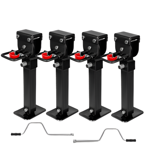 X Bull 4X 440Mm Drop Down Corner Legs W/Handle Steel Base Stabilizer Black Trailer Parts