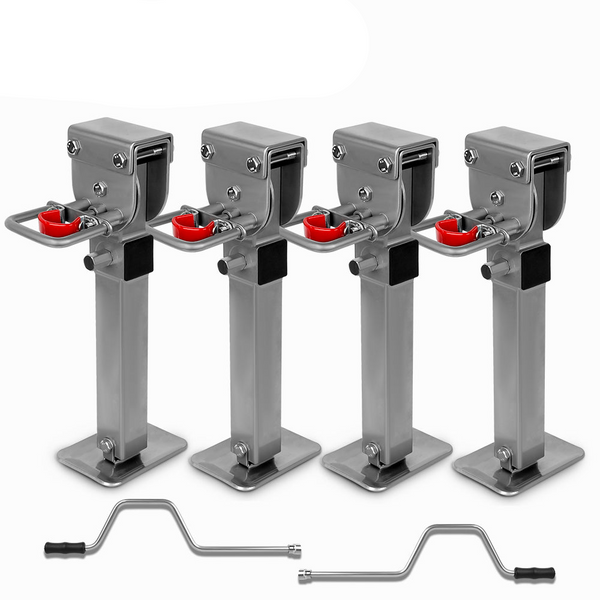 X Bull 4X 440Mm Drop Down Corner Legs Steadies Handle Steel Foot Trailer Silver Trailer Parts