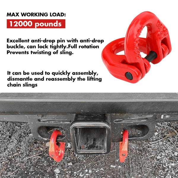 X Bull 2X 6Mm Hammerlock+ Eye Sling Hook Safety Chain Trailer Connecting Extend Caravan Parts Accessories
