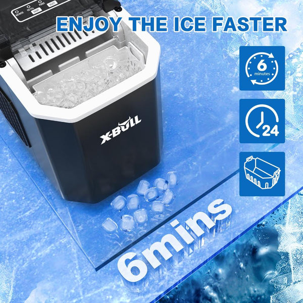 X Bull Ice Maker Machine Commercial Portable Cube 2.2L Home Bar Benchtop Black Countertop Ice Makers