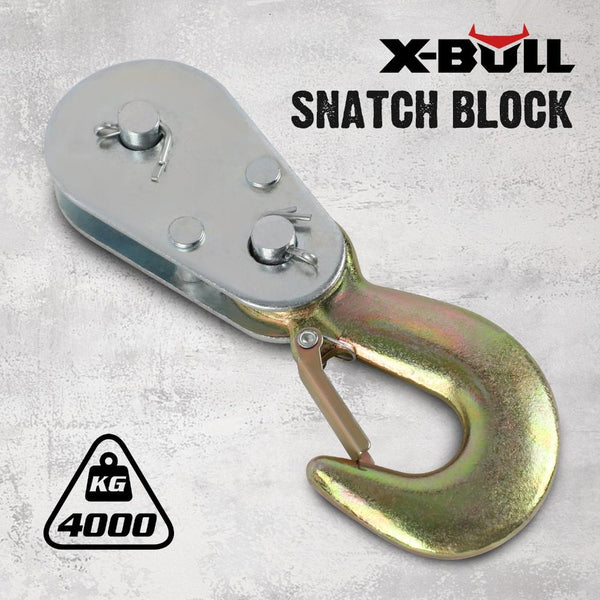 X Bull 4Ton Snatch Block Pulley Hook Wire Rope Hoist For 4Wd Atv Utv Off Road Recovery Tracks