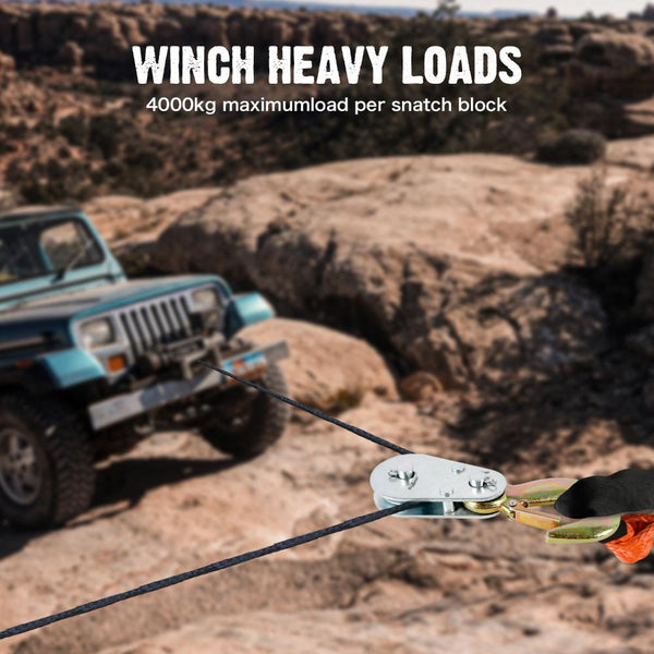 X Bull 4Ton Snatch Block Pulley Hook Wire Rope Hoist For 4Wd Atv Utv Off Road Recovery Tracks
