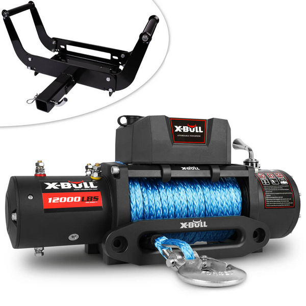 X Bull 4X4 Electric Winch 12V 12000Lbs Synthetic Rope 4Wd Car With Mounting Plate Tow Bars & Winches