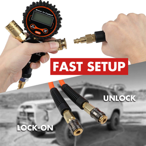 X Bull Indeflate Digital 4 Hose Tire Inflation Deflation System Equalizer Deflators