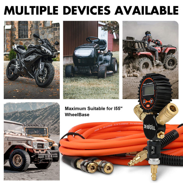 X Bull 4 Tire Inflation Indeflate Digital Hose Tyre Deflation System Equalizer Deflators