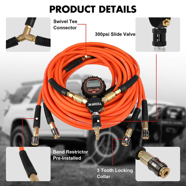 X Bull 4 Tire Inflation Indeflate Digital Hose Tyre Deflation System Equalizer Deflators
