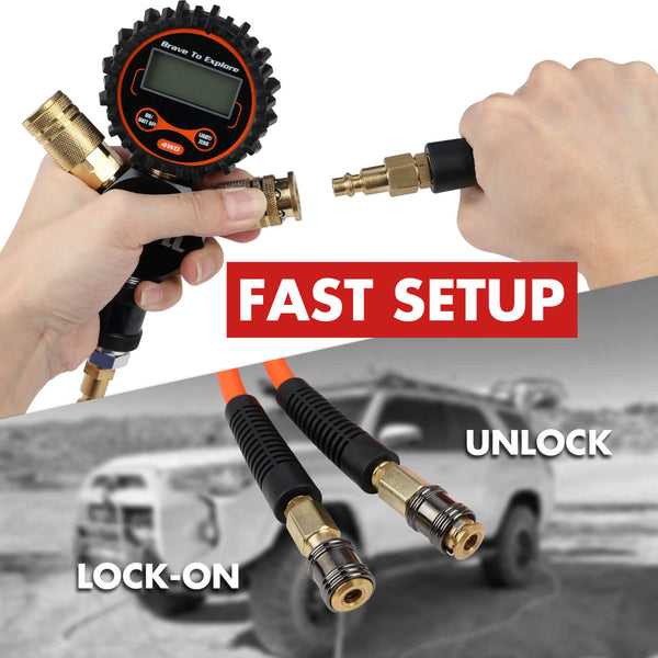X Bull 4 Tire Inflation Indeflate Digital Hose Tyre Deflation System Equalizer Deflators