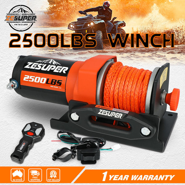 Zesuper 12V Electric Winch 2500Lbs Synthetic Rope Wireless Remote Atv Utv Boat Tow Bars & Winches
