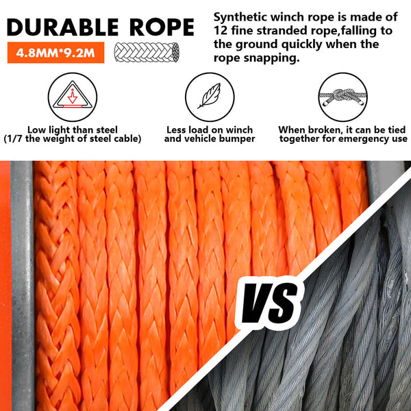 Zesuper 12V Electric Winch 2500Lbs Synthetic Rope Wireless Remote Atv Utv Boat Tow Bars & Winches