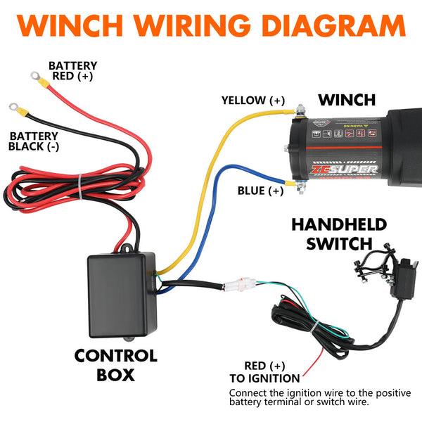 Zesuper 12V Electric Winch 3000Lbs Synthetic Rope Wireless Remote Atv Utv Boat Tow Bars & Winches