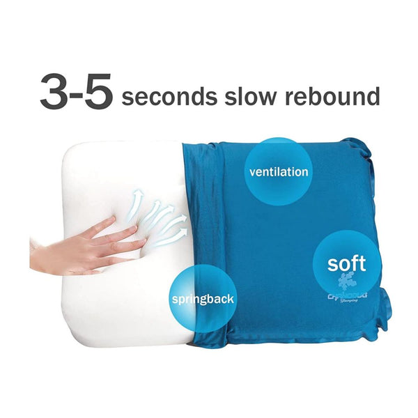 Self Inflating Camping Pillow With Ergonomic 4D Support Blue Inflatable Pillows