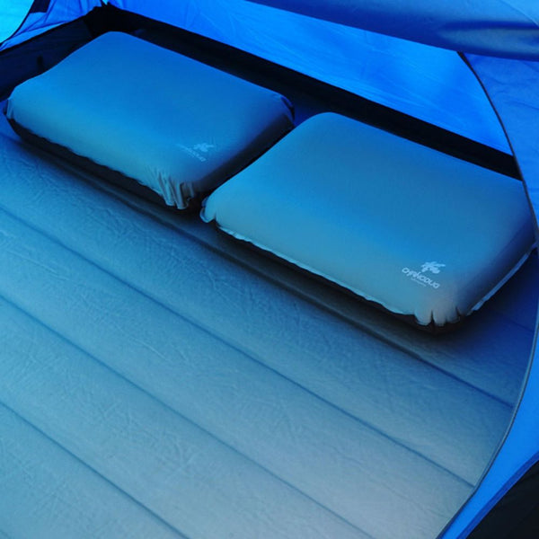 Self Inflating Camping Pillow With Ergonomic 4D Support Blue Inflatable Pillows