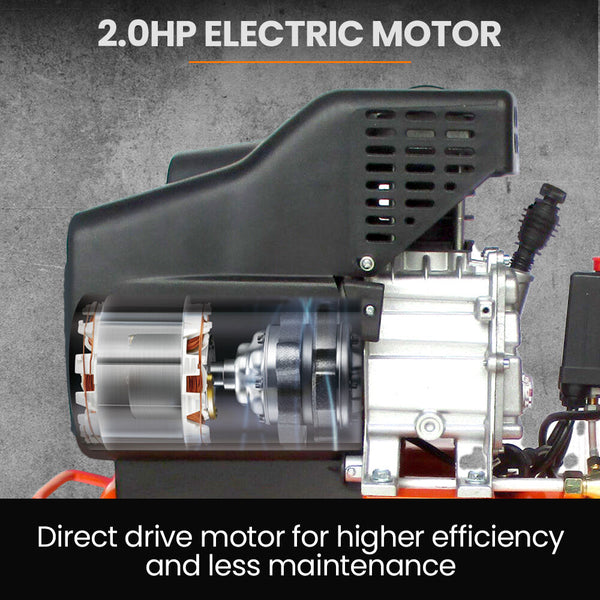 24L 2.0Hp Air Compressor Direct Drive Couplers For Airtools Tyre Inflation Portable Electric Air Compressors
