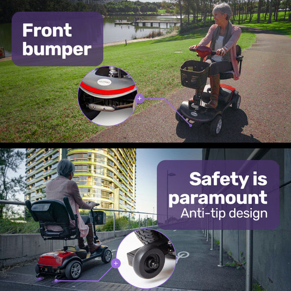 Equipmed Mobility Scooter Electric Motorised Power Portable 4 Wheel Folding Mobility Scooters