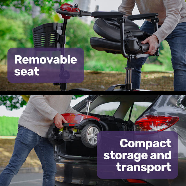 Equipmed Mobility Scooter Electric Motorised Power Portable 4 Wheel Folding Mobility Scooters