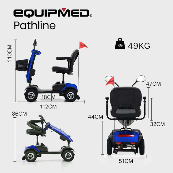Equipmed Electric Mobility Scooter For Elderly Motorized Riding Older Adults Aid Portable Mobility Scooters