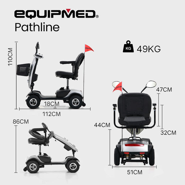 Equipmed Mobility Scooter Electric Motorized Ride On For Elderly Older Adult Handicap Aid Mobility Scooters