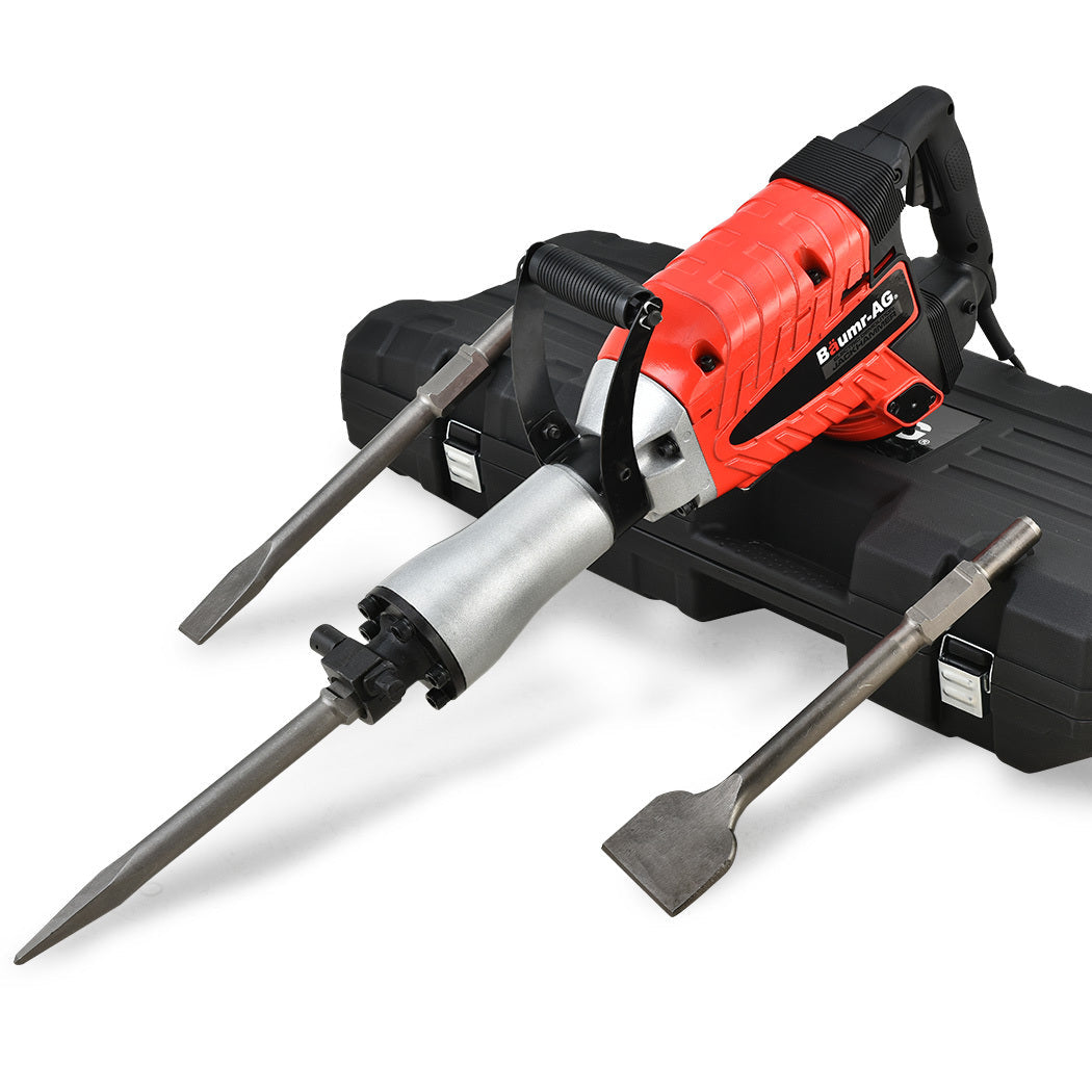 Baumr Ag 2400W Pro Grade Electric Demolition Jackhammer With 3 Bonus Chisels Carry Case Jackhammers
