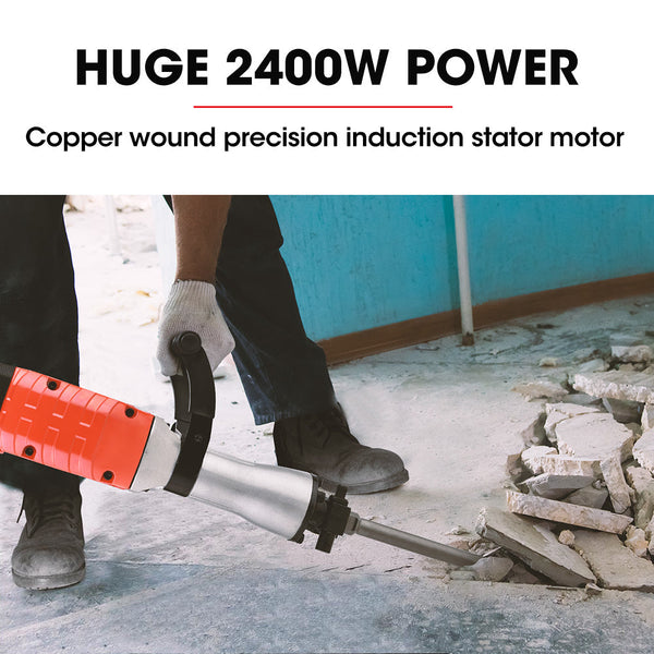 Baumr Ag 2400W Pro Grade Electric Demolition Jackhammer With 3 Bonus Chisels Carry Case Jackhammers