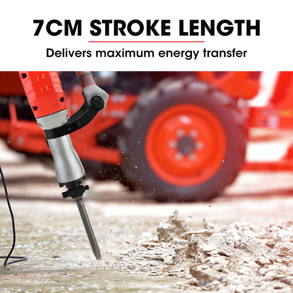 Baumr Ag 2400W Pro Grade Electric Demolition Jackhammer With 3 Bonus Chisels Carry Case Jackhammers