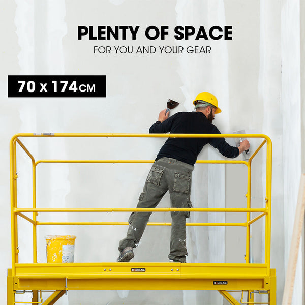 Baumr Ag 1.9 X 0.8 1.8M Adjustable Mobile Scaffold Platform Guard Rail Outrigger Wheel Set Trapdoor Hatch Scaffolding