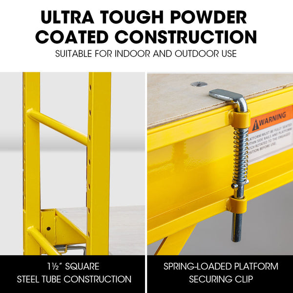 Baumr Ag 1.9 X 0.8 1.8M Adjustable Mobile Scaffold Platform Guard Rail Outrigger Wheel Set Trapdoor Hatch Scaffolding