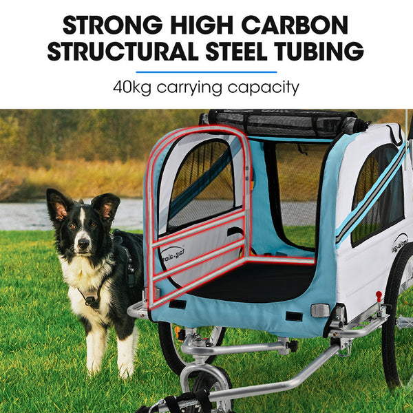 Pet & Cargo Jogger Bike Trailer Pull Behind Bicycle Carrier Stroller Blue Trailers