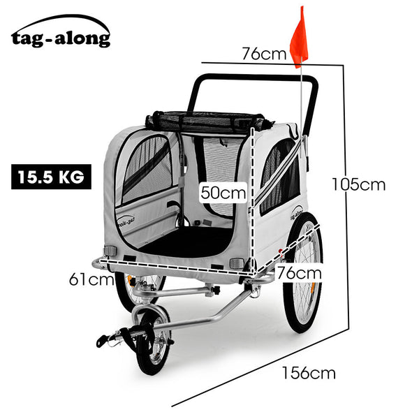 Pet & Cargo Jogger Bike Trailer Pull Behind Bicycle Carrier Stroller Grey Trailers